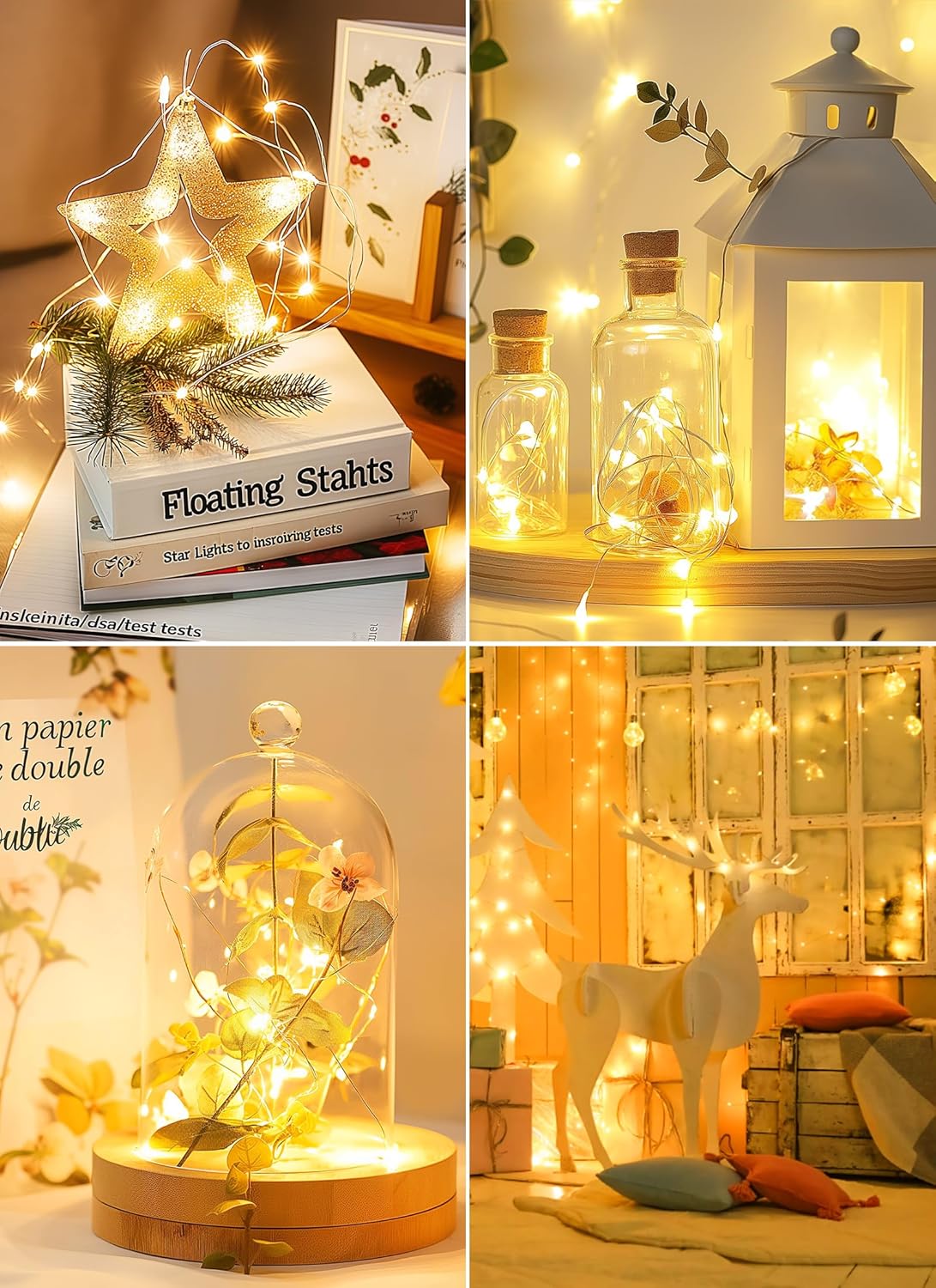 Minetom Fairy String Lights, 33Ft 100 LED Mini Battery Operated Fairy Lights Copper Wire Twinkle Lights Mason Jar Lights, Waterproof Starry Firefly Lights for Party Wedding Christmas Decor-6