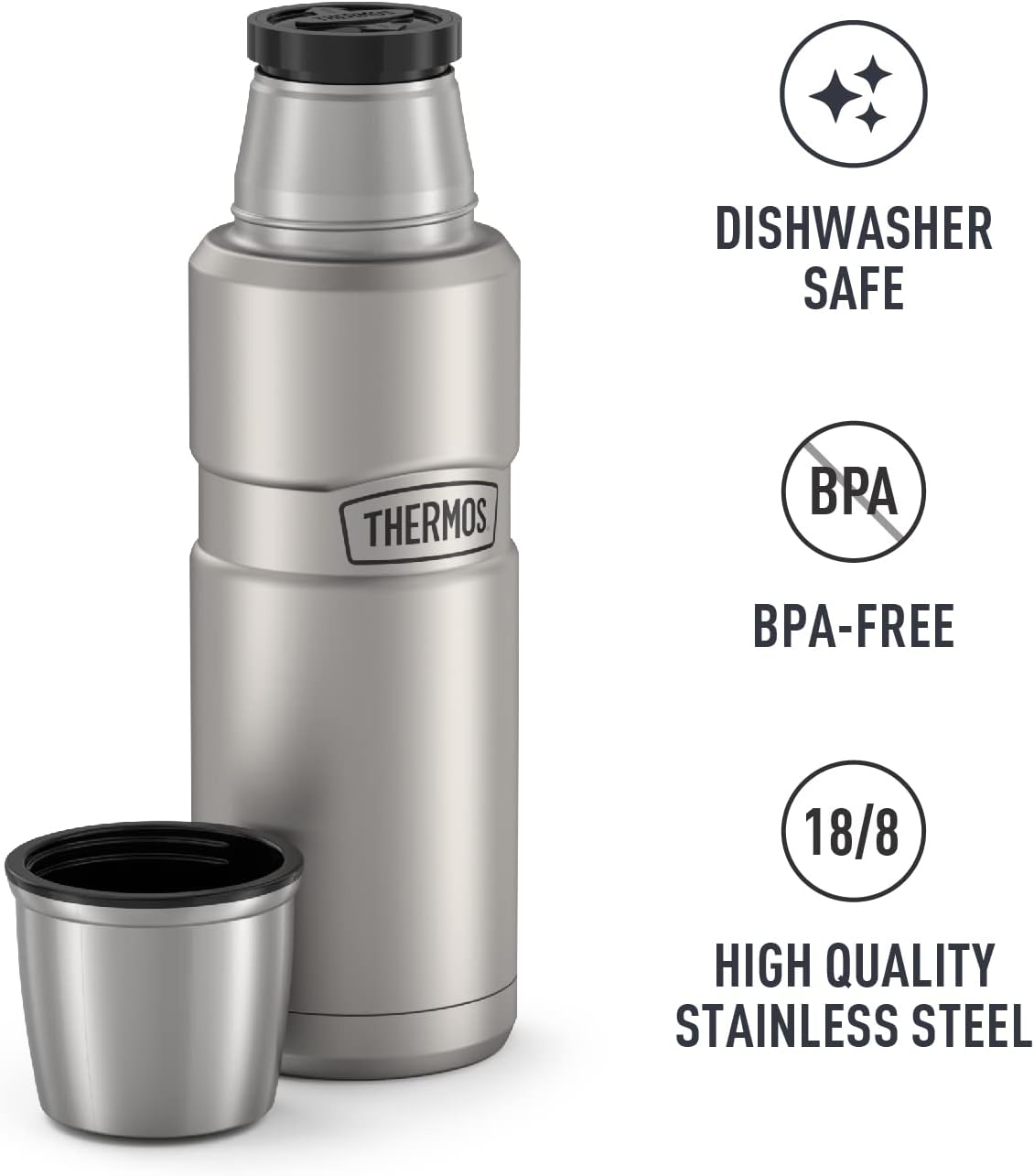 THERMOS Stainless King Vacuum-Insulated Compact Bottle, 16 Ounce, Matte Steel-4