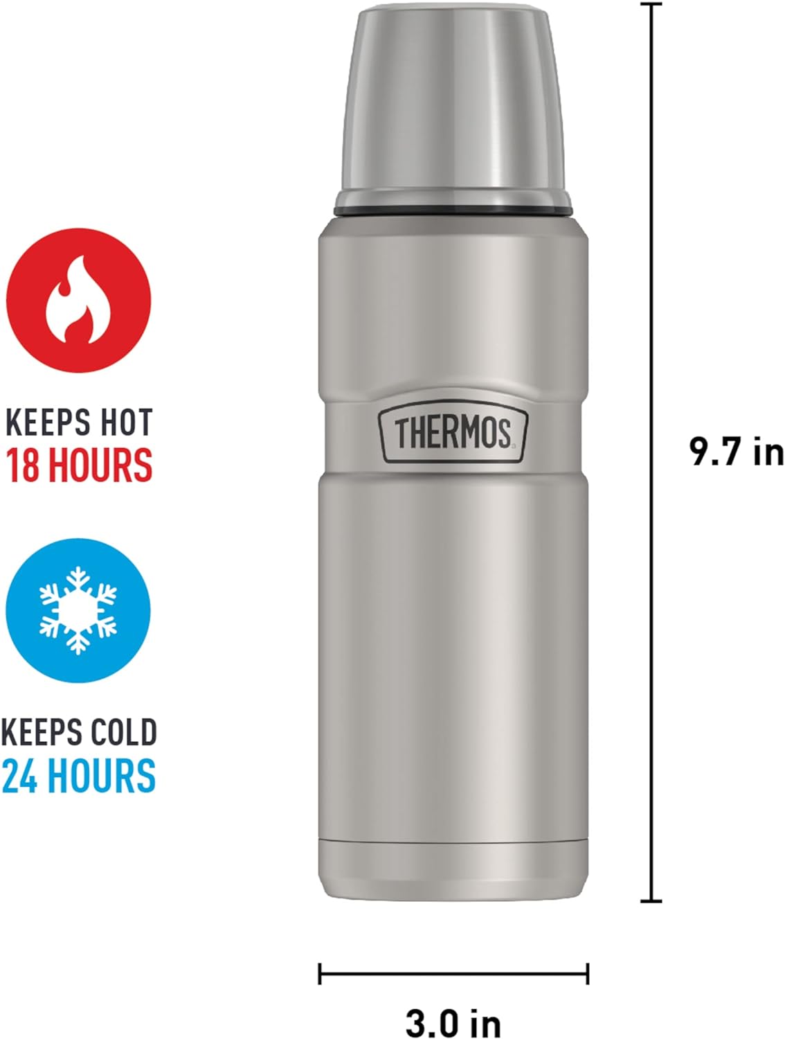 THERMOS Stainless King Vacuum-Insulated Compact Bottle, 16 Ounce, Matte Steel-5