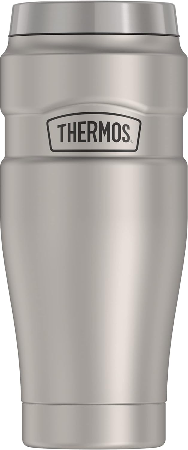 THERMOS Stainless King Vacuum-Insulated Travel Tumbler, 16 Ounce, Matte Steel-0