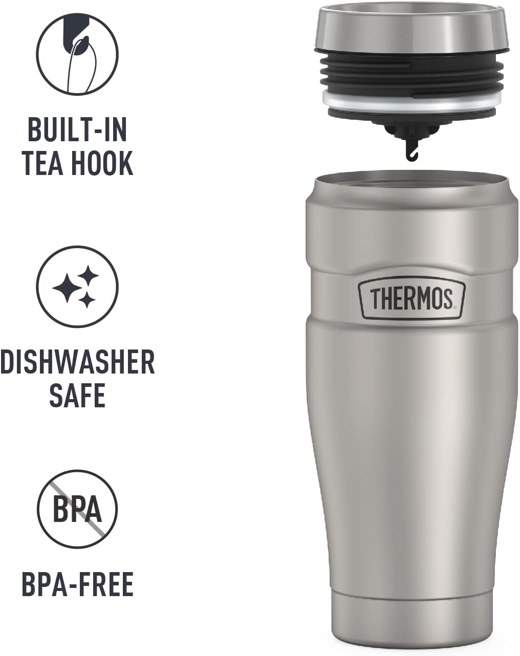 THERMOS Stainless King Vacuum-Insulated Travel Tumbler, 16 Ounce, Matte Steel-4