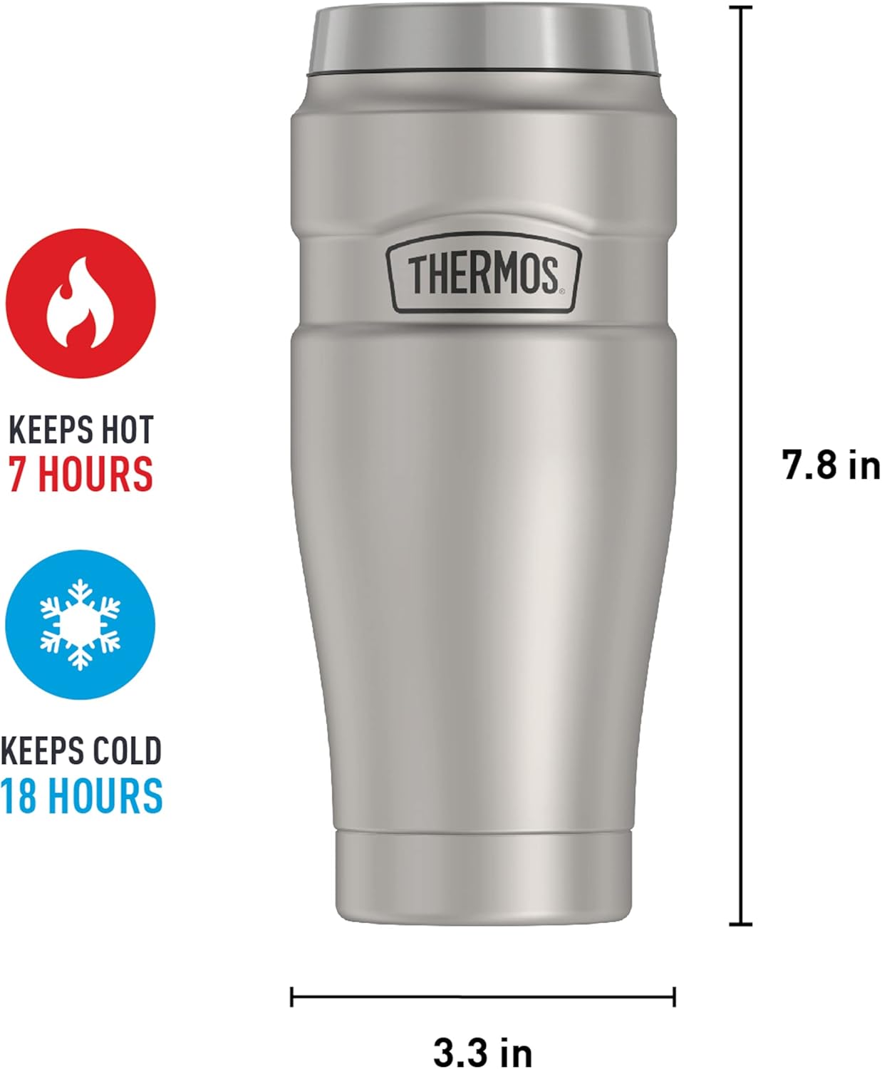 THERMOS Stainless King Vacuum-Insulated Travel Tumbler, 16 Ounce, Matte Steel-5