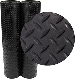 Rubber-Cal Diamond-Plate Rubber Flooring Rolls - 3 mm x 4 ft x 2 ft Rolls - Black