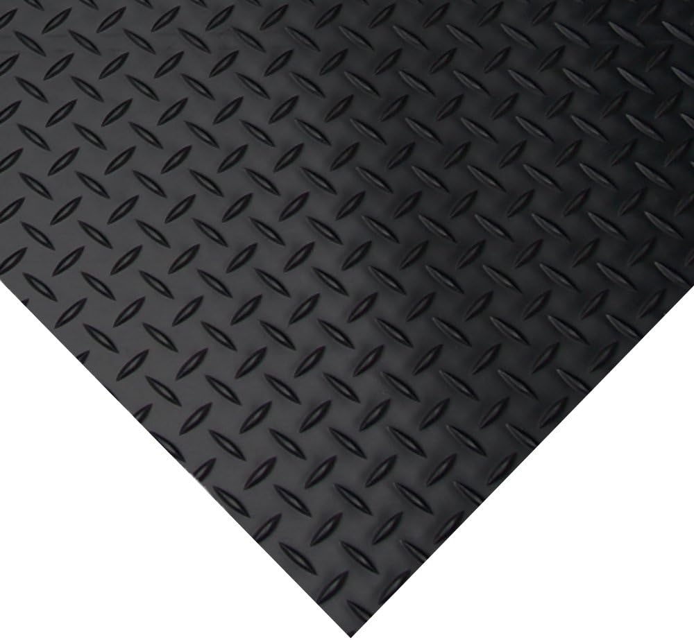 Rubber-Cal Diamond-Plate Rubber Flooring Rolls - 3 mm x 4 ft x 2 ft Rolls - Black-1