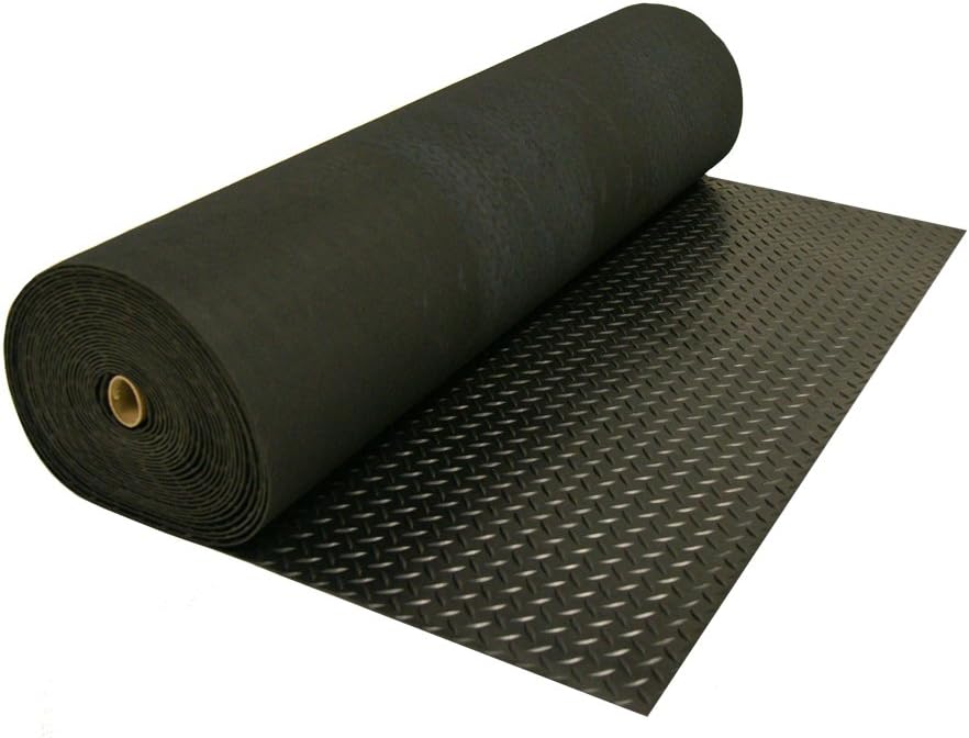 Rubber-Cal Diamond-Plate Rubber Flooring Rolls - 3 mm x 4 ft x 2 ft Rolls - Black-3