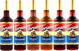 Torani Syrup Fruit Bowl 6 Pack, Raspberry, Strawberry, Blackberry, Cherry, Orange and Peach