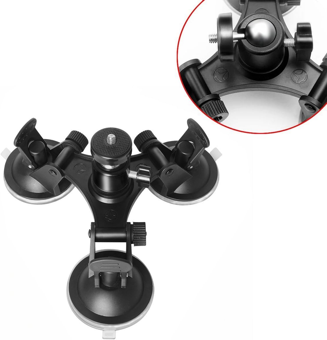 Triple Cup DSLR Camera Suction Mount Compatible with Nikon Canon Sony DSLR/Camcorder + GoPro Hero Sony Garmin Xiaomi Yi SJCAM Car Window Holder-1