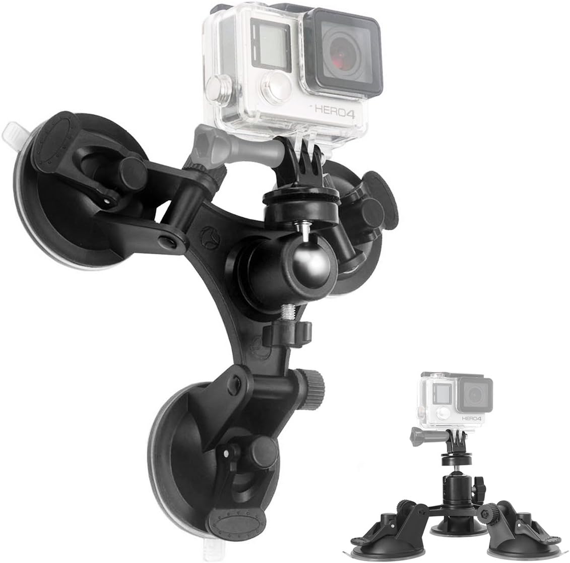 Triple Cup DSLR Camera Suction Mount Compatible with Nikon Canon Sony DSLR/Camcorder + GoPro Hero Sony Garmin Xiaomi Yi SJCAM Car Window Holder-4