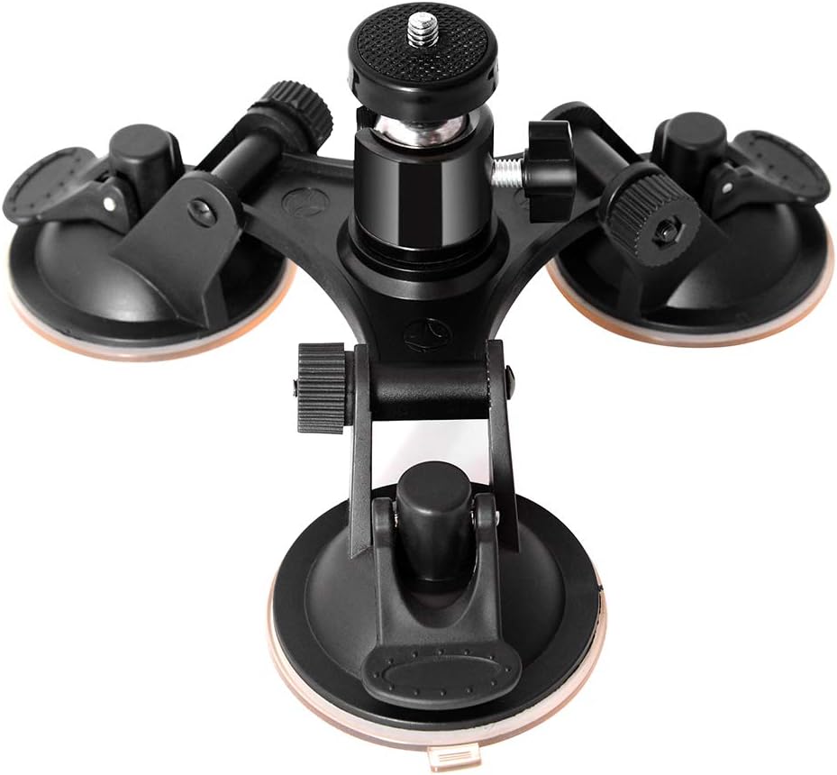 Triple Cup DSLR Camera Suction Mount Compatible with Nikon Canon Sony DSLR/Camcorder + GoPro Hero Sony Garmin Xiaomi Yi SJCAM Car Window Holder-5