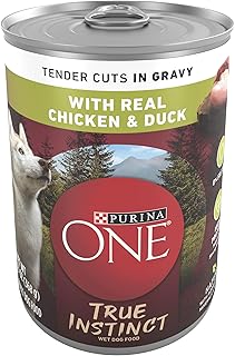 Purina ONE High Protein Wet Dog Food True Instinct Tender Cuts in Dog Food Gravy With Real Chicken and Duck - (Pack of 12) 13 oz. Cans