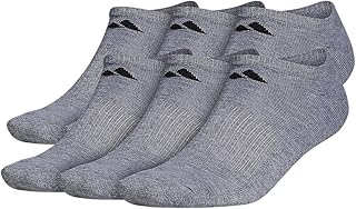 adidas Men's Athletic Cushioned No Show Socks with Arch Compression for a Secure Fit (6 Pairs)