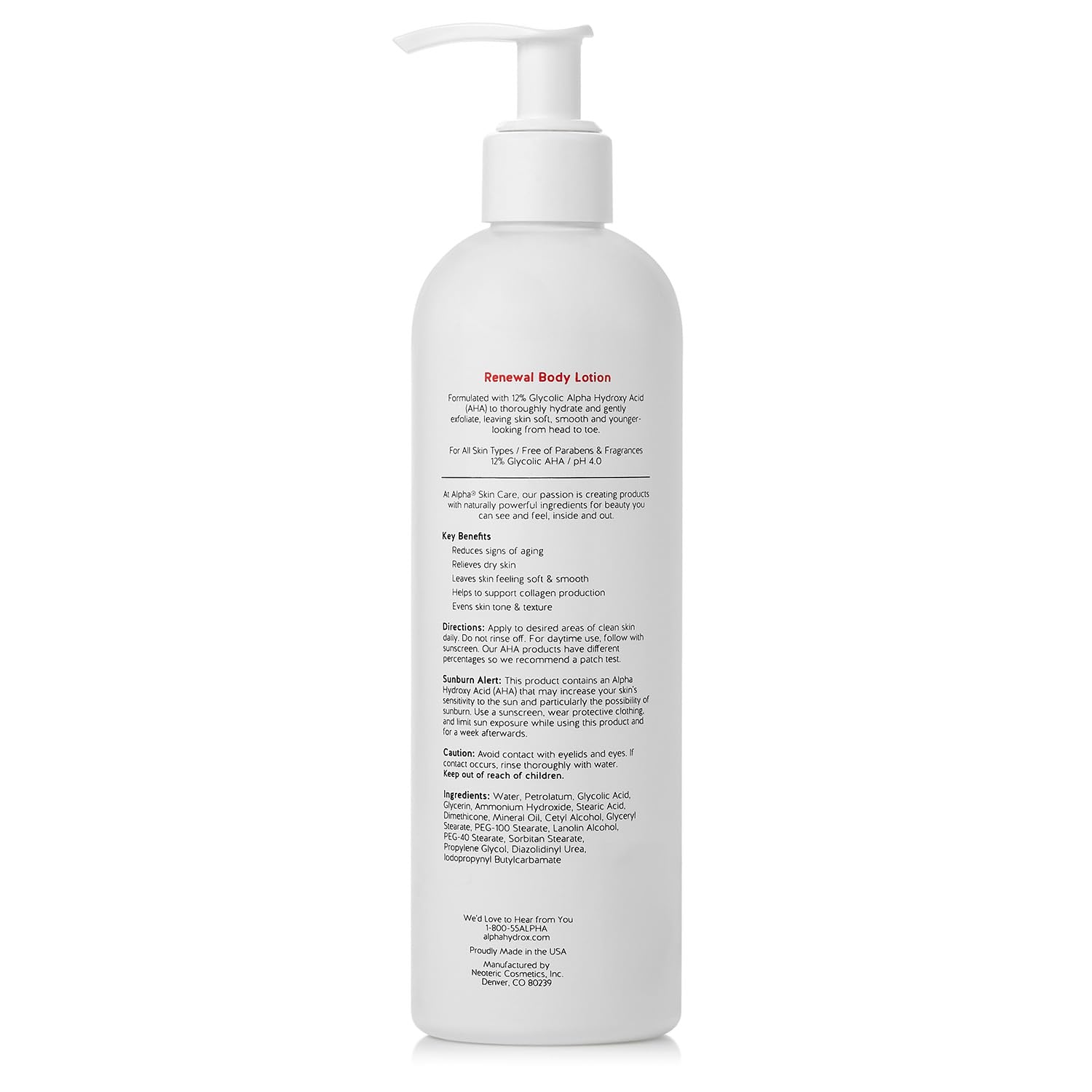 Alpha Skin Care Revitalizing Body Lotion with 12% Glycolic AHA, Simple and Effective Multi-Purpose Daily Moisturizer Hydrates and Exfoliates with Anti-Aging, 12 Oz-5