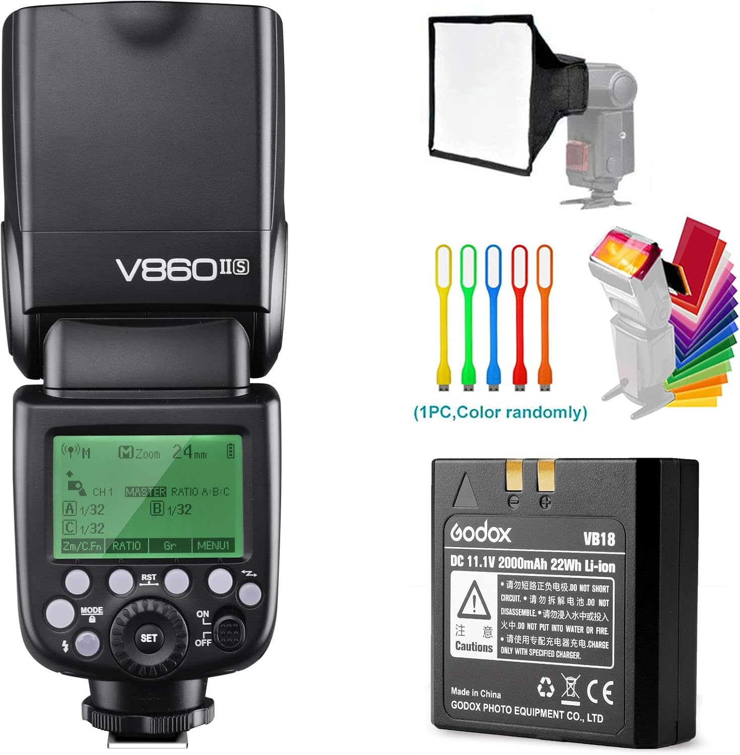 Godox V860II-S High-Speed Sync GN60 1/8000 2.4G TTL Li-ion Battery Camera Flash Speedlite Light Compatible for Sony Camera & USB LED-8