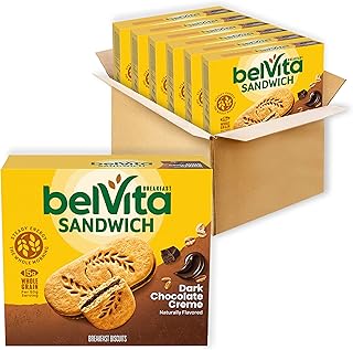 belVita Breakfast Sandwich Dark Chocolate Creme Breakfast Biscuits, 30 Total Packs, 6 Boxes (2 Sandwiches Per Pack)