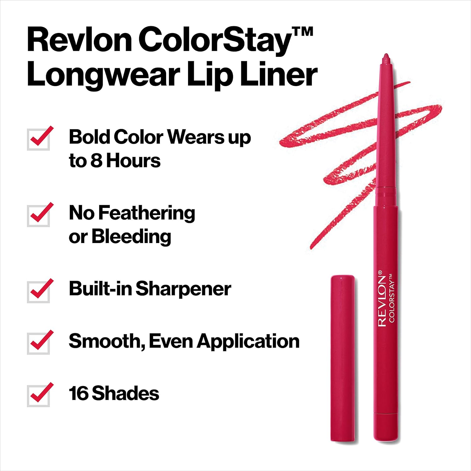 REVLON Lip Liner, Colorstay Lip Makeup with Built-in-Sharpener, Longwear Rich Lip Colors, Smooth Application, 640 Raisin, 0.01 oz-2