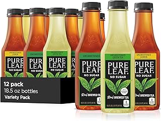 Pure Leaf Iced Tea, 0 Calories Unsweetened Variety Pack, 18.5 Fl Oz (Pack of 12)