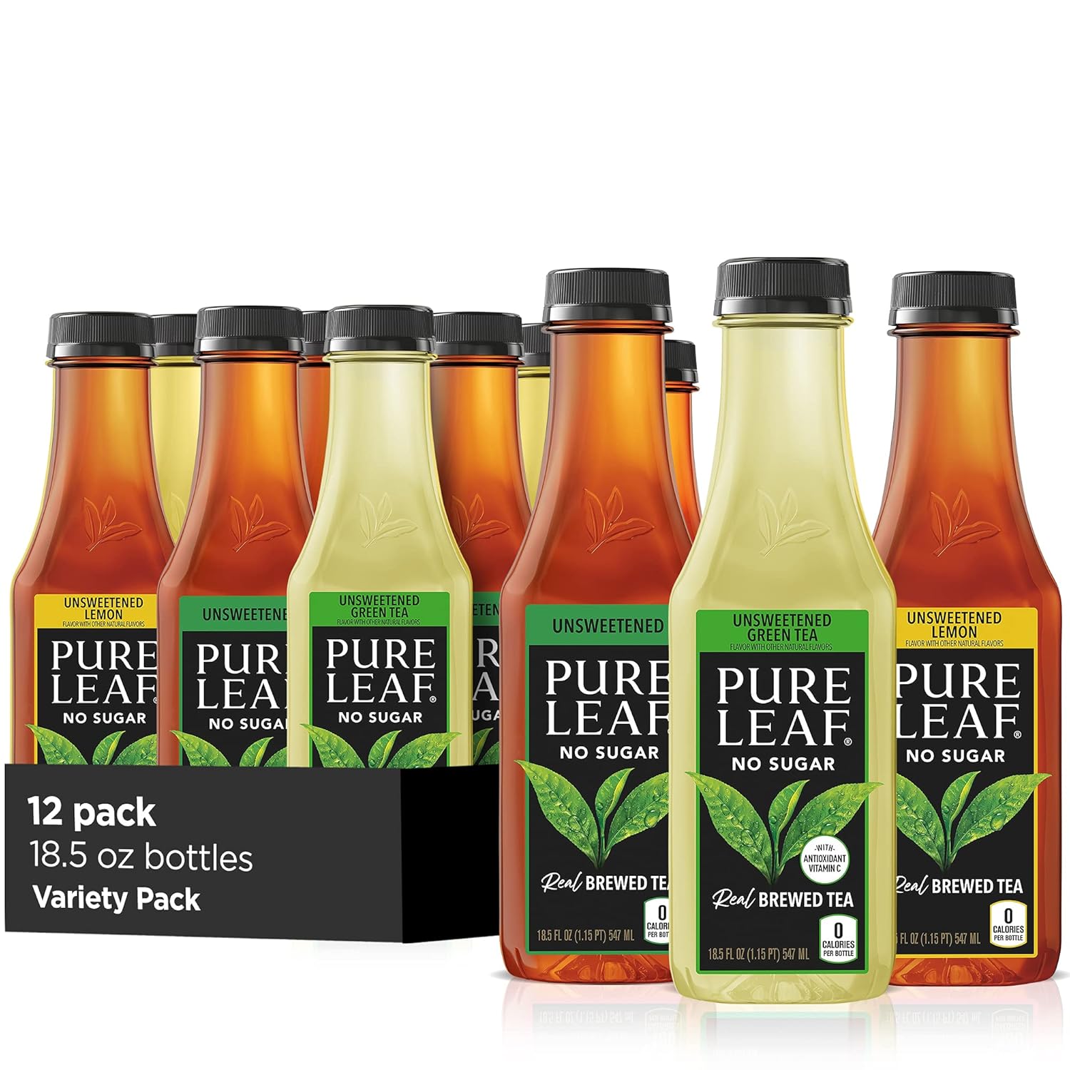 Pure Leaf Iced Tea, 0 Calories Unsweetened Variety Pack, 18.5 Fl Oz (Pack of 12)-0