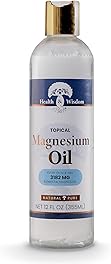 Health and Wisdom Topical Magnesium Oil - Pure Magnesium Oil, Magnesium Oil for Feet, Transdermal Magnesium Oil for Bath, Magnesium Massage Oil, Magnesium Chloride Oil, Magnesium Soak - 12 Fl Oz