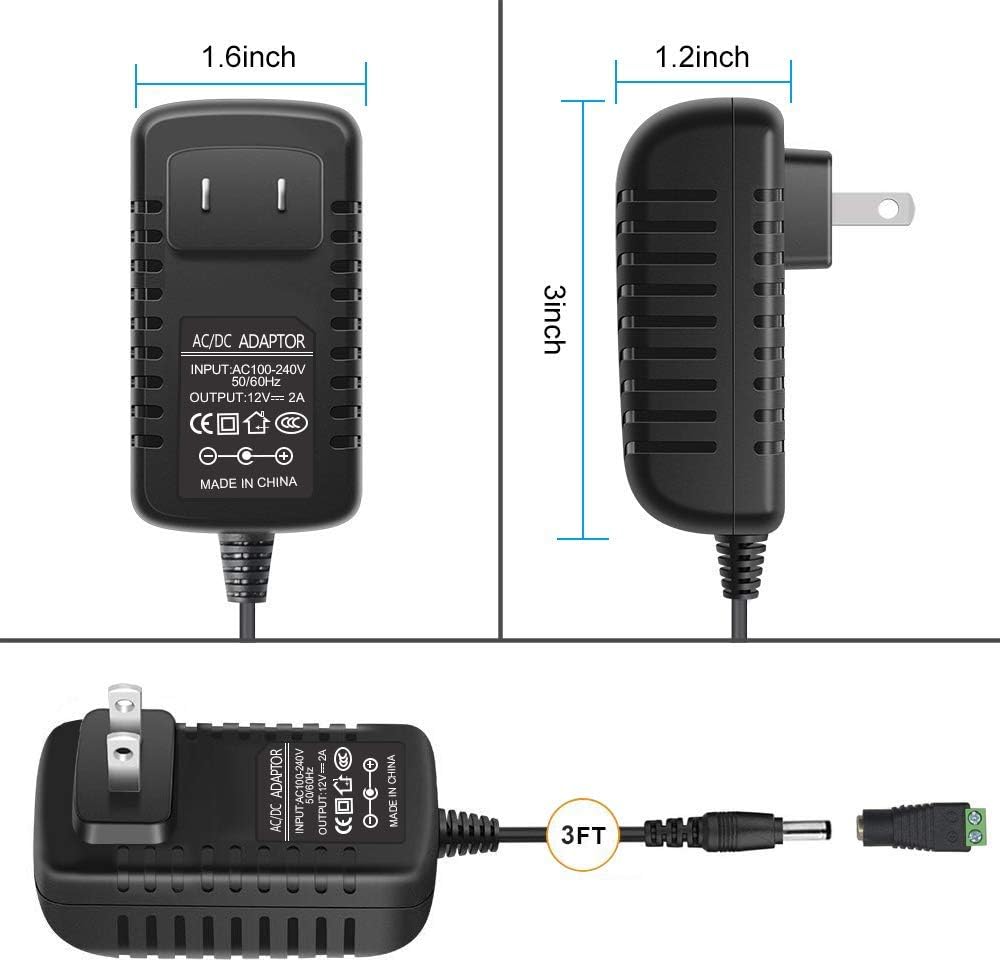 inShareplus 12V Power Supply, 12 Voltage 2A 24W Switching Power Supply, Drive, Power Adapter, AC 110V to 12 Volt Power Supply for LED Strip Light with 5.5/2.1mm DC Female Barrel Connector-1