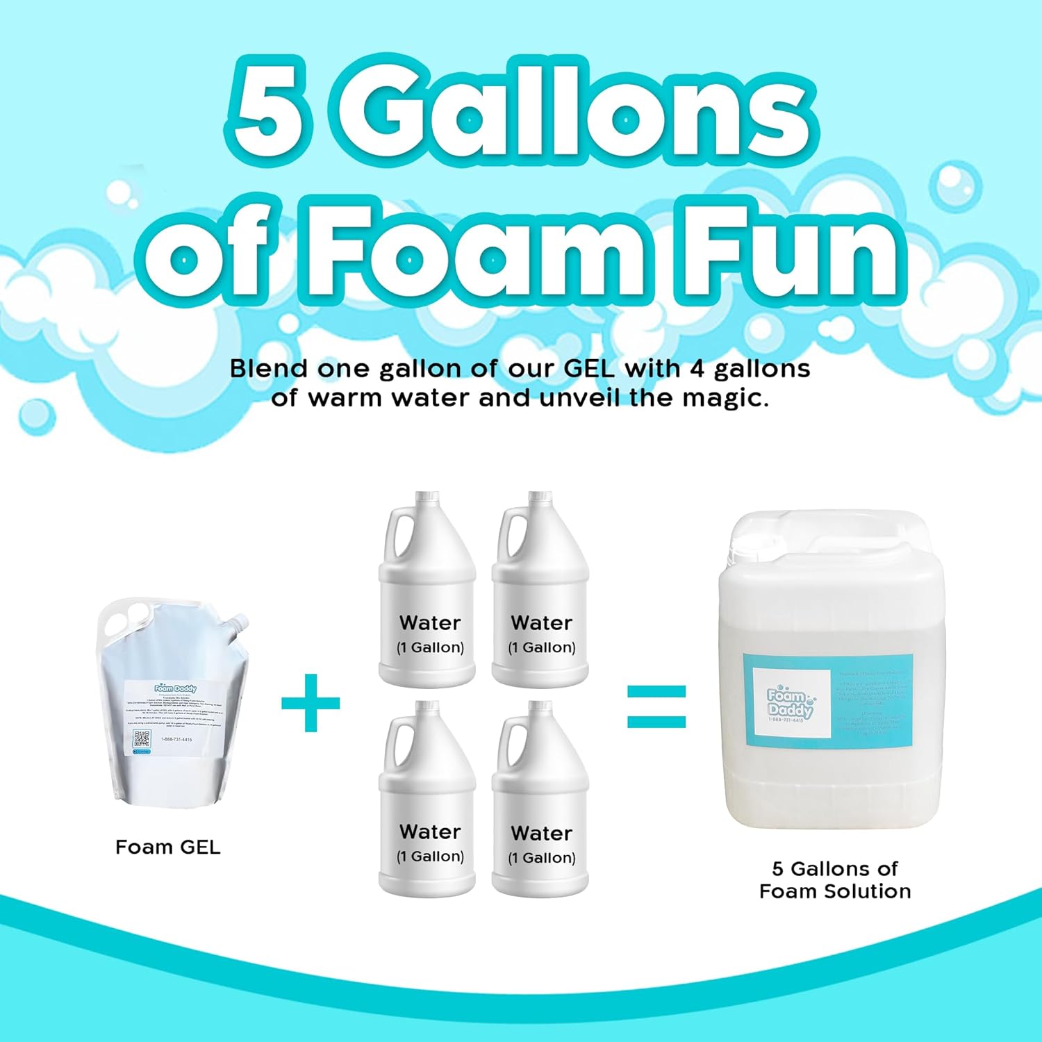 Foam Daddy Foam Machine Gel Solution - Professional Super Stacking Foam Machine Refill, 10 Rounds, Foam Machine Fluid that Makes 400 Gallons of Foam Party Fun! - 1 Gallon-1