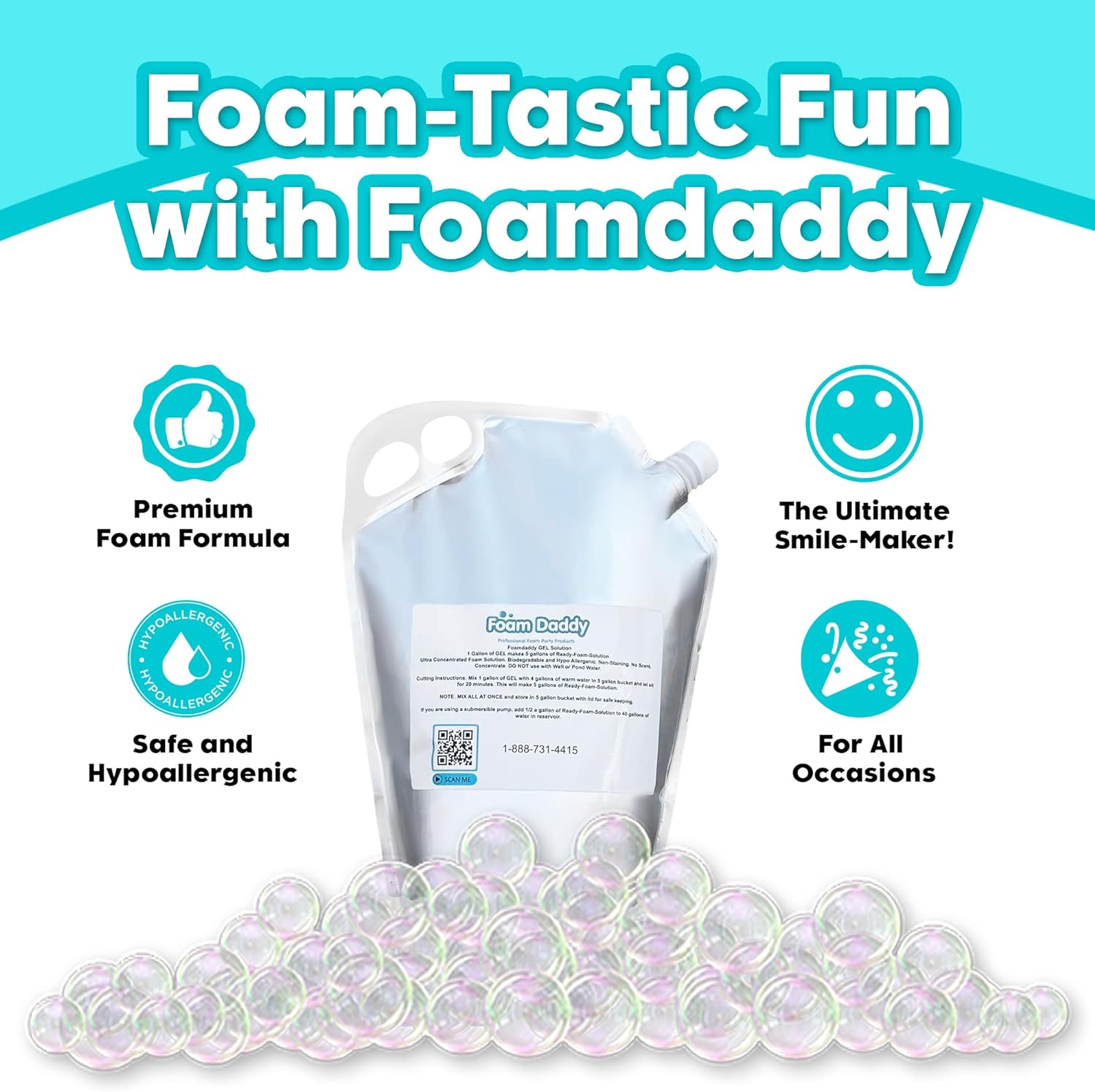 Foam Daddy Foam Machine Gel Solution - Professional Super Stacking Foam Machine Refill, 10 Rounds, Foam Machine Fluid that Makes 400 Gallons of Foam Party Fun! - 1 Gallon-2