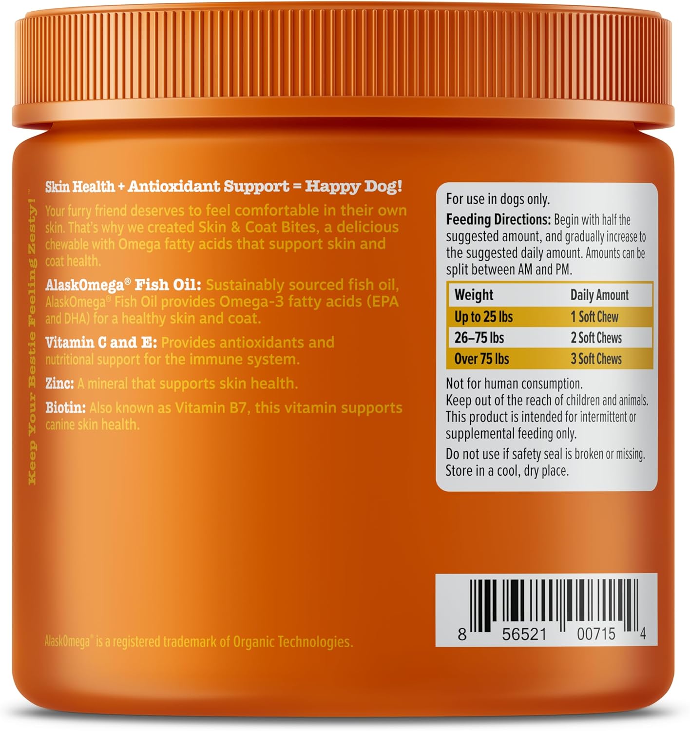 Zesty Paws Omega 3 Alaskan Fish Oil Chew Treats for Dogs - with AlaskOmega for EPA & DHA Fatty Acids - Hip & Joint Support + Skin & Coat Chicken Flavor (90 Soft Chews)-4