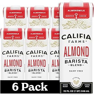 Califia Farms - Original Almond Barista Blend Almond Milk 32 Oz (Pack Of 6), Shelf Stable, Dairy Free, Plant Based, Vegan, Gluten Free, Non GMO, High Calcium, Milk Frother, Creamer