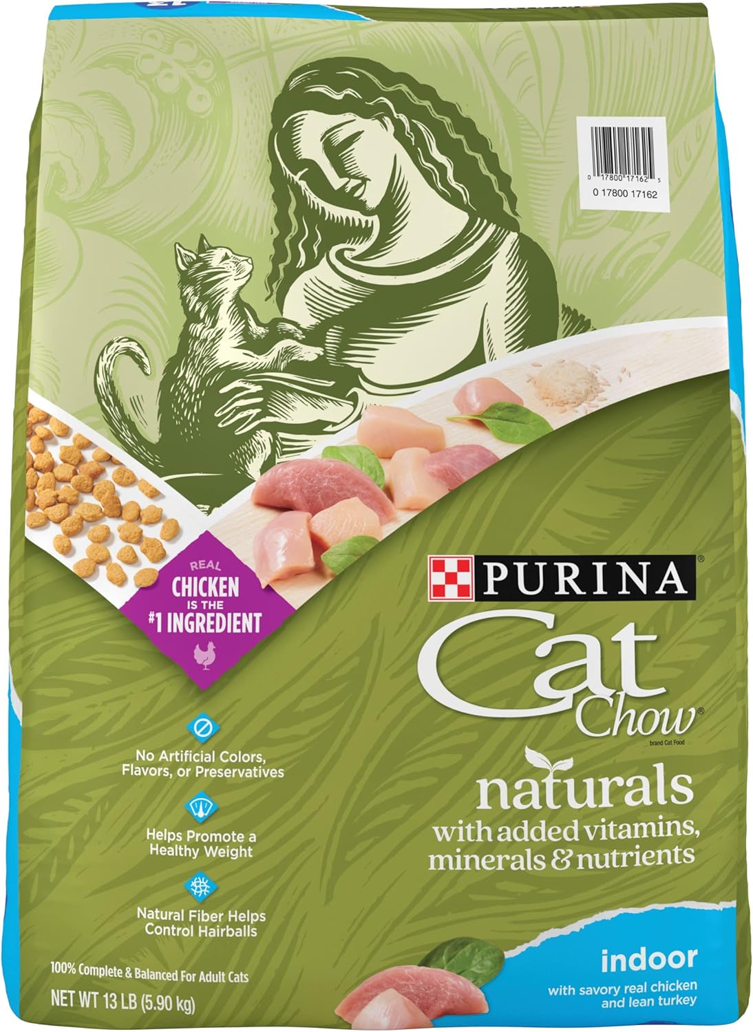 Purina Cat Chow Hairball, Healthy Weight, Indoor, Natural Dry Cat Food, Naturals Indoor - 13 lb. Bag-0