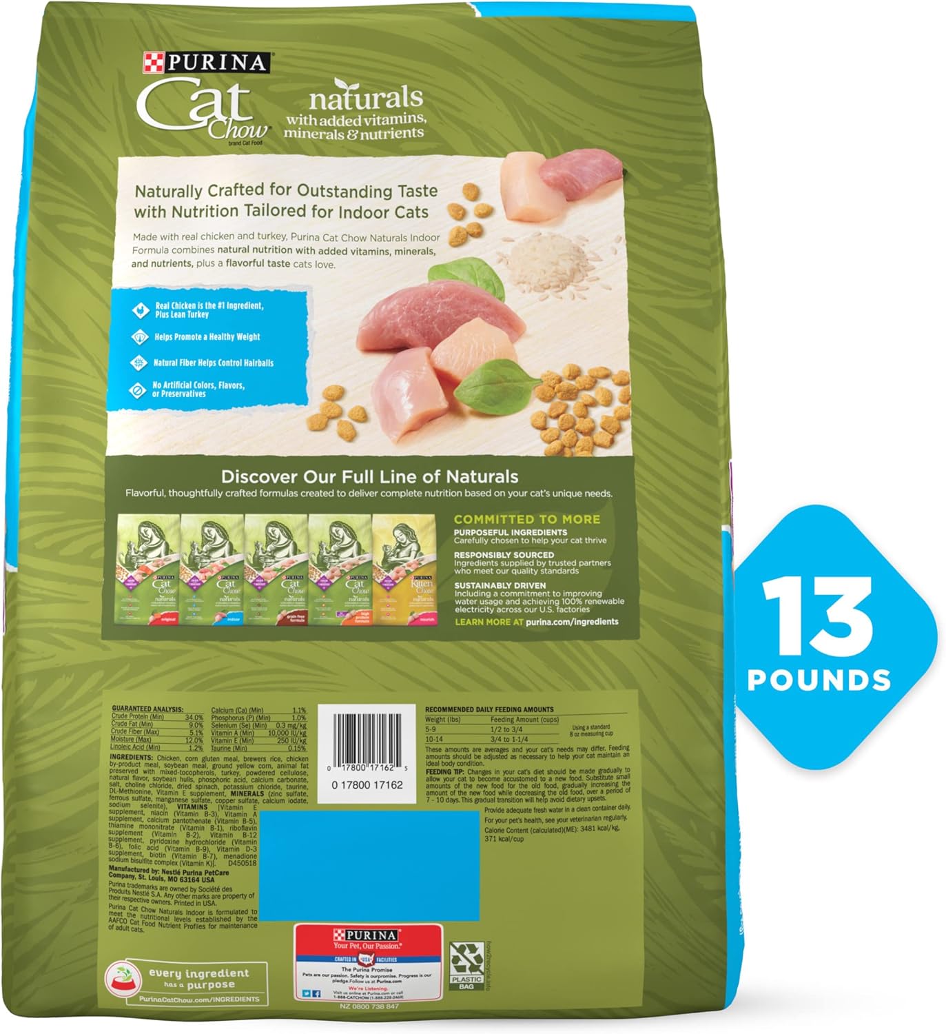 Purina Cat Chow Hairball, Healthy Weight, Indoor, Natural Dry Cat Food, Naturals Indoor - 13 lb. Bag-5