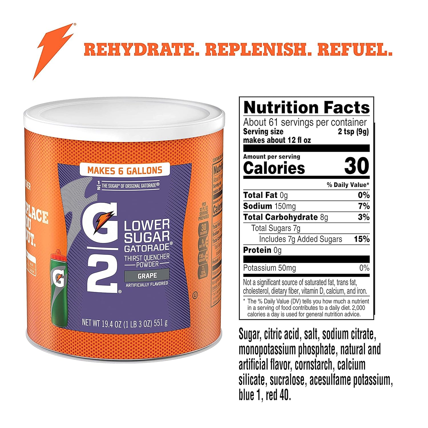 Gatorade Thirst Quencher Powder, G2 Low Calorie, Grape, 19.4 Ounce (Pack of 3)-1