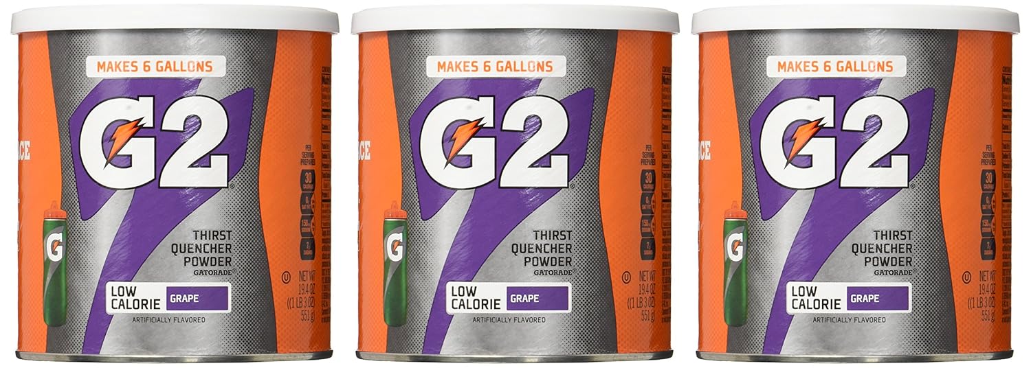 Gatorade Thirst Quencher Powder, G2 Low Calorie, Grape, 19.4 Ounce (Pack of 3)-7