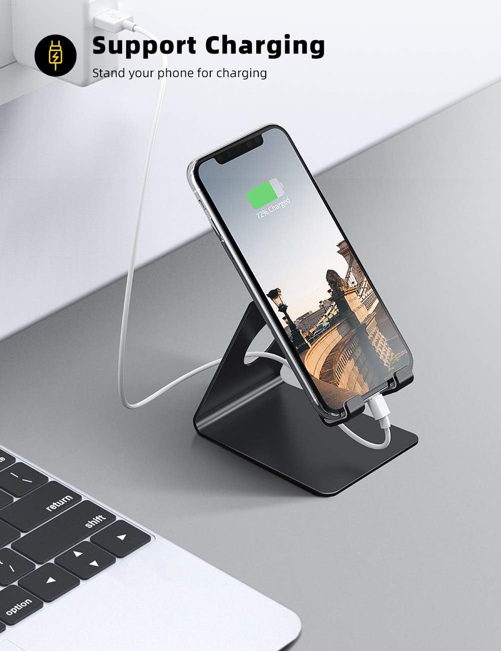 Lamicall Cell Phone Stand, Phone Dock: Cradle, Holder, Stand for Office Desk - Black-2