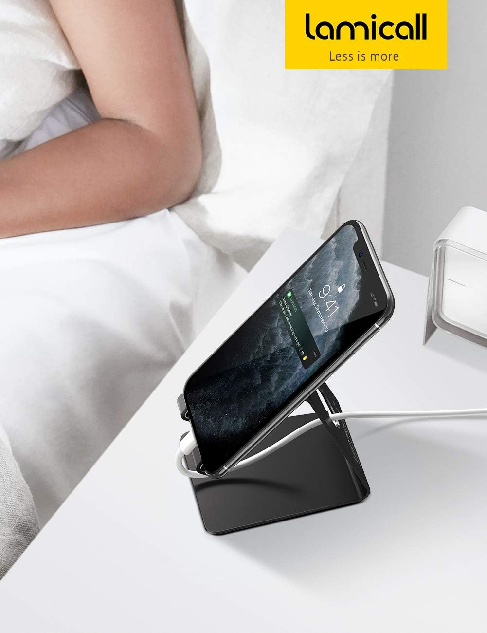 Lamicall Cell Phone Stand, Phone Dock: Cradle, Holder, Stand for Office Desk - Black-6