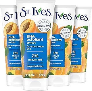 St. Ives Acne Control Apricot Face Scrub, Deep Exfoliator Skin Care, Prevents Acne for Radiant Skin, Salicylic Acid Acne Treatment Facial Scrub, Made with 100% Natural Exfoliants, 6 oz, 4 Pack