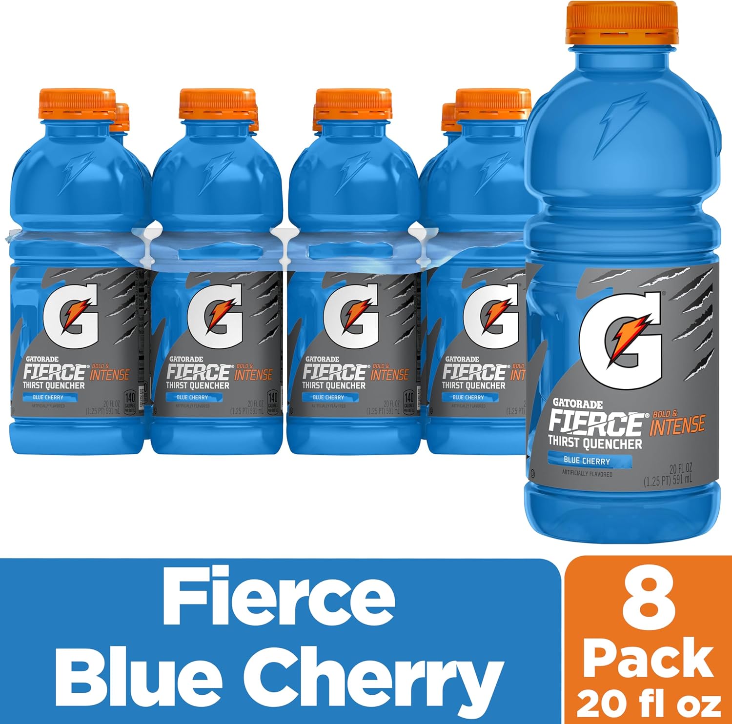 Gatorade Fierce Blue Cherry Thirst Quencher, 20 Fl Oz Bottles, 8 Pack-1