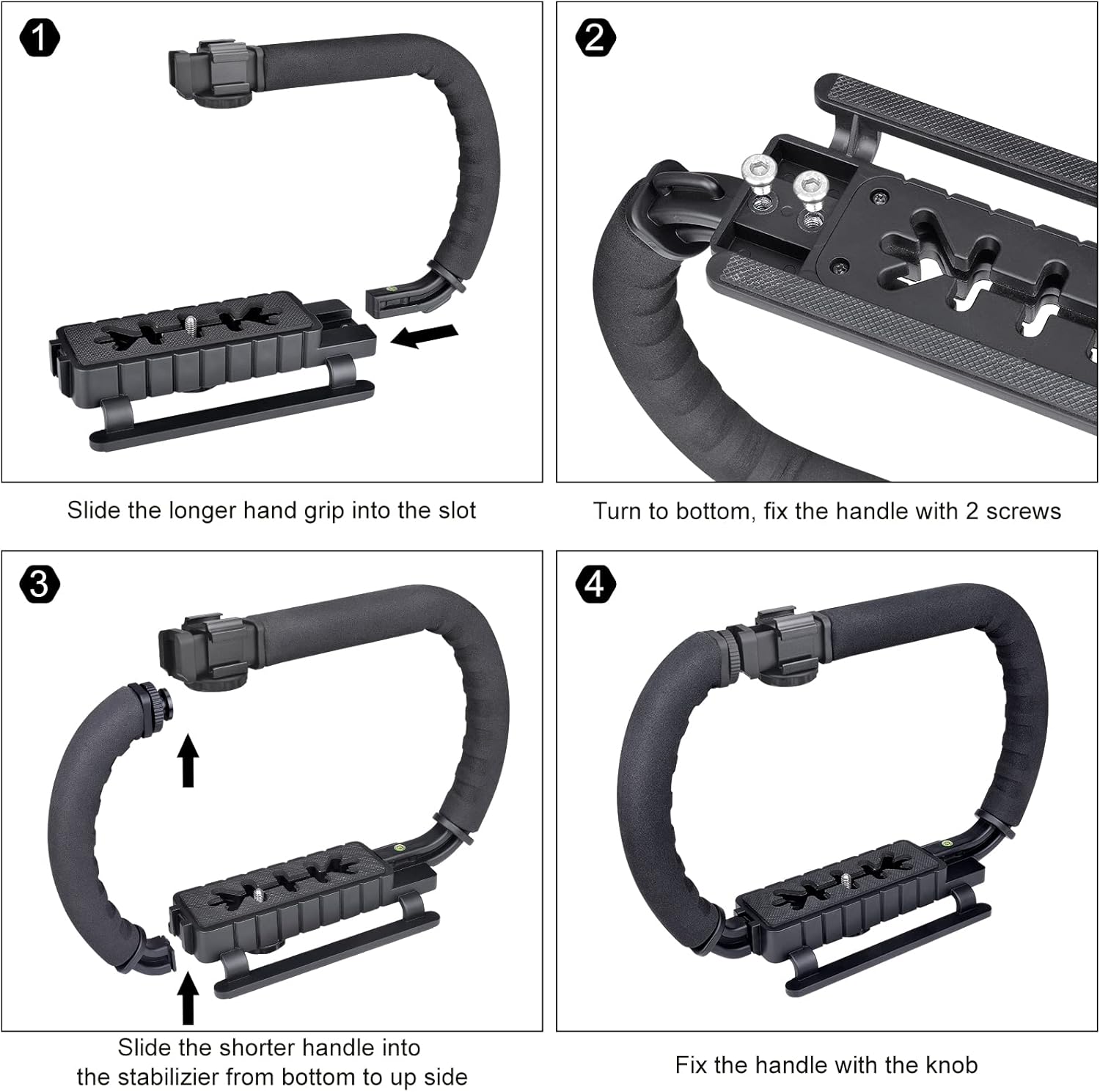 3-Shoe DSLR/Mirrorless/Action Camera Camcorder Phone Stabilizer Expansion Cage Mount Moviemaking Holder Rig YouTube Tiktok Vlogging Video Kit Compatible with GoPro Canon Nikon Sony iPhone Android-7