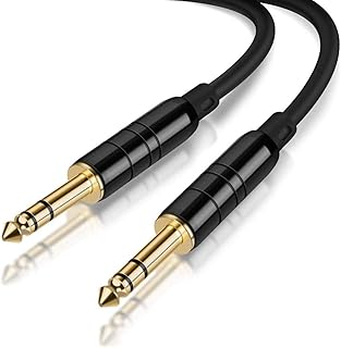 CableCreation 1/4’’ TRS Cable, 50 Feet 1/4 Inch to 1/4 Inch 6.35mm Balanced Stereo Audio Cable for Studio Monitors,Mixer,Yamaha Speaker/Receiver,Black