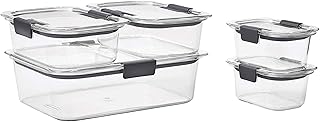 Rubbermaid Brilliance Leak-Proof Food Storage Containers with Airtight Lids, Clear