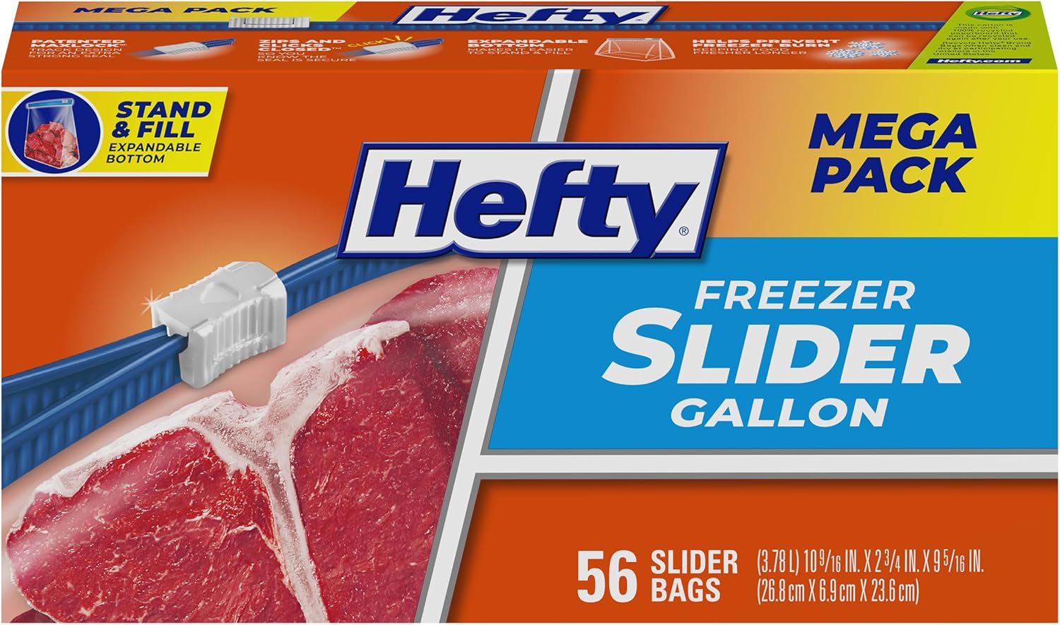 Hefty Slider Freezer Storage Bags, Gallon Size, 56 Count-0