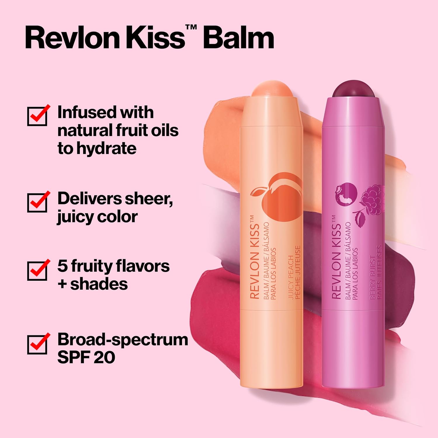 Revlon Lip Balm, Kiss Tinted Lip Balm, Face Makeup with Lasting Hydration, SPF 20, Infused with Natural Fruit Oils, 035 Berry Burst, 0.09 Oz-1