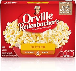 Orville Redenbacher’s Butter Flavored Microwave Popcorn, Gluten Free, 6 Count Popcorn Bags (6 Boxes)