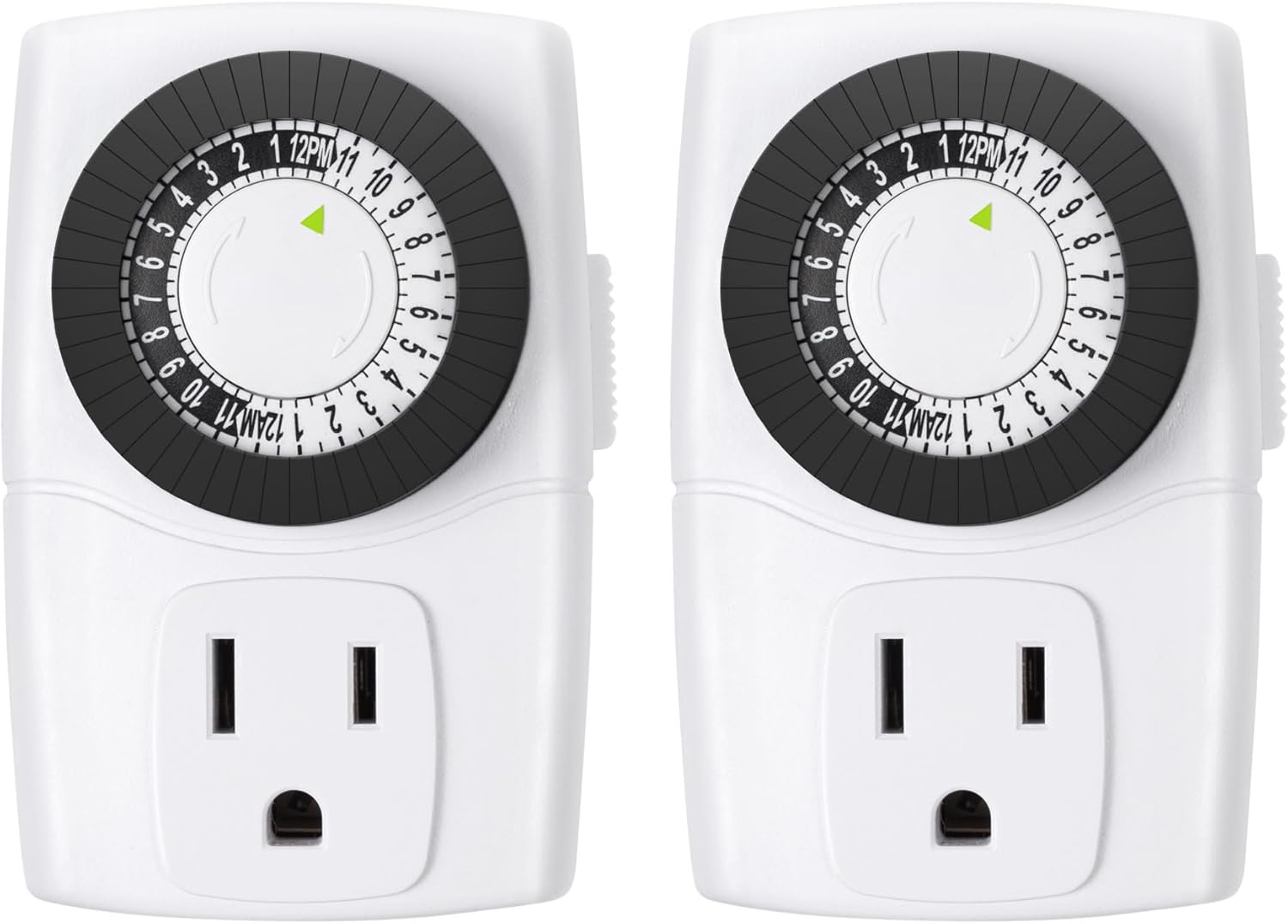 BN-LINK BND-60/U47 Indoor Mini 24-Hour Mechanical Outlet Timer, 3-Prong, 2-Pack-0