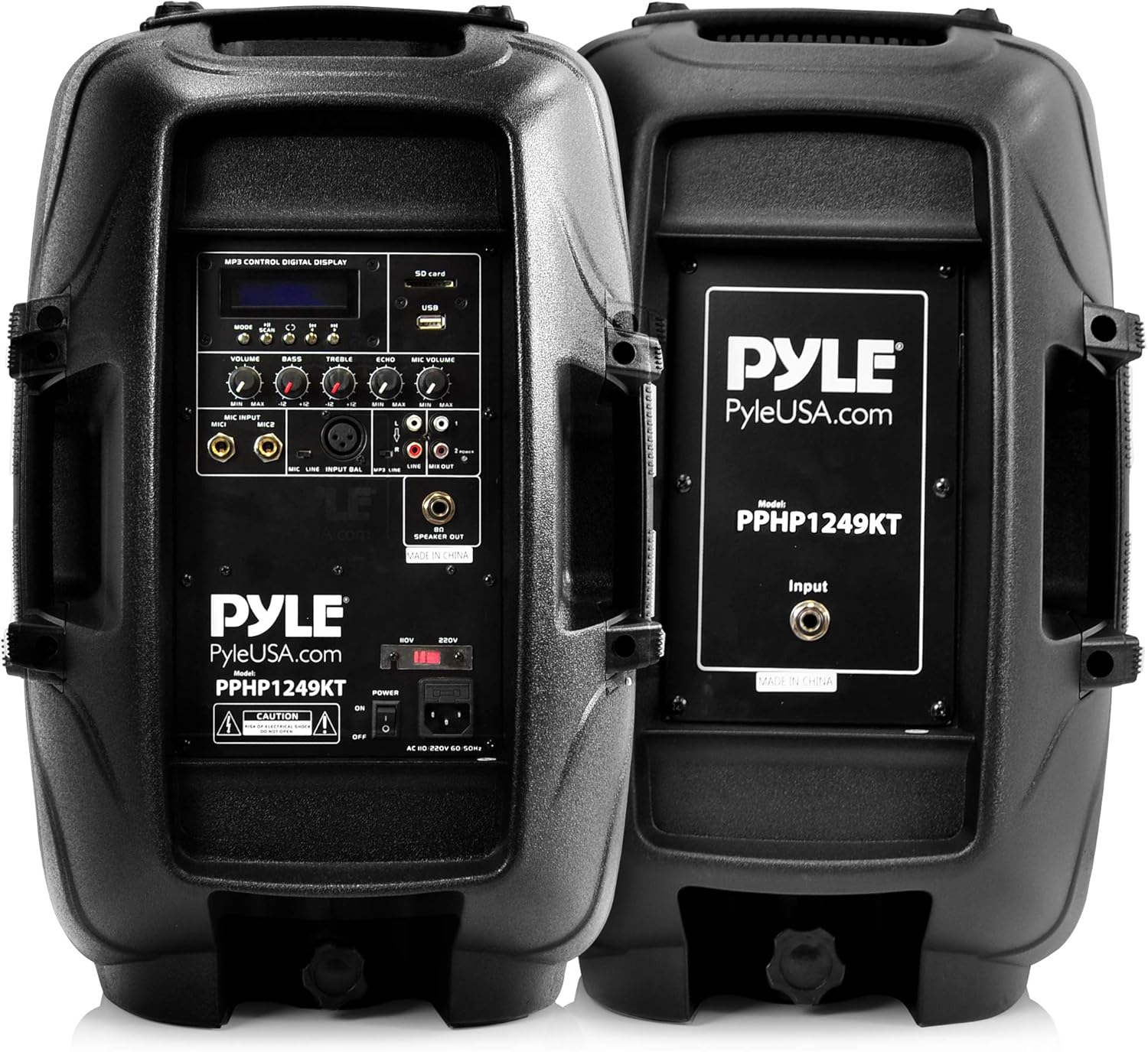 Pyle Wireless Portable PA System - 1800W High Powered Bluetooth Compatible Active + Passive Pair Outdoor Sound Speakers w/ USB SD MP3 AUX - 35mm Mount, 2 Stand, Microphone, Remote - Pyle PPHP1249KT-2