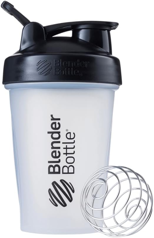 BlenderBottle Classic Shaker Bottle Perfect for Protein Shakes and Pre Workout, 20-Ounce, Clear/Black/Black-0