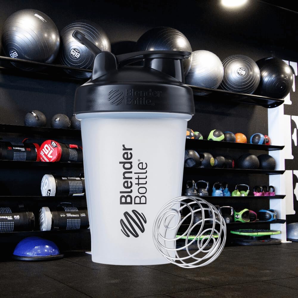 BlenderBottle Classic Shaker Bottle Perfect for Protein Shakes and Pre Workout, 20-Ounce, Clear/Black/Black-1