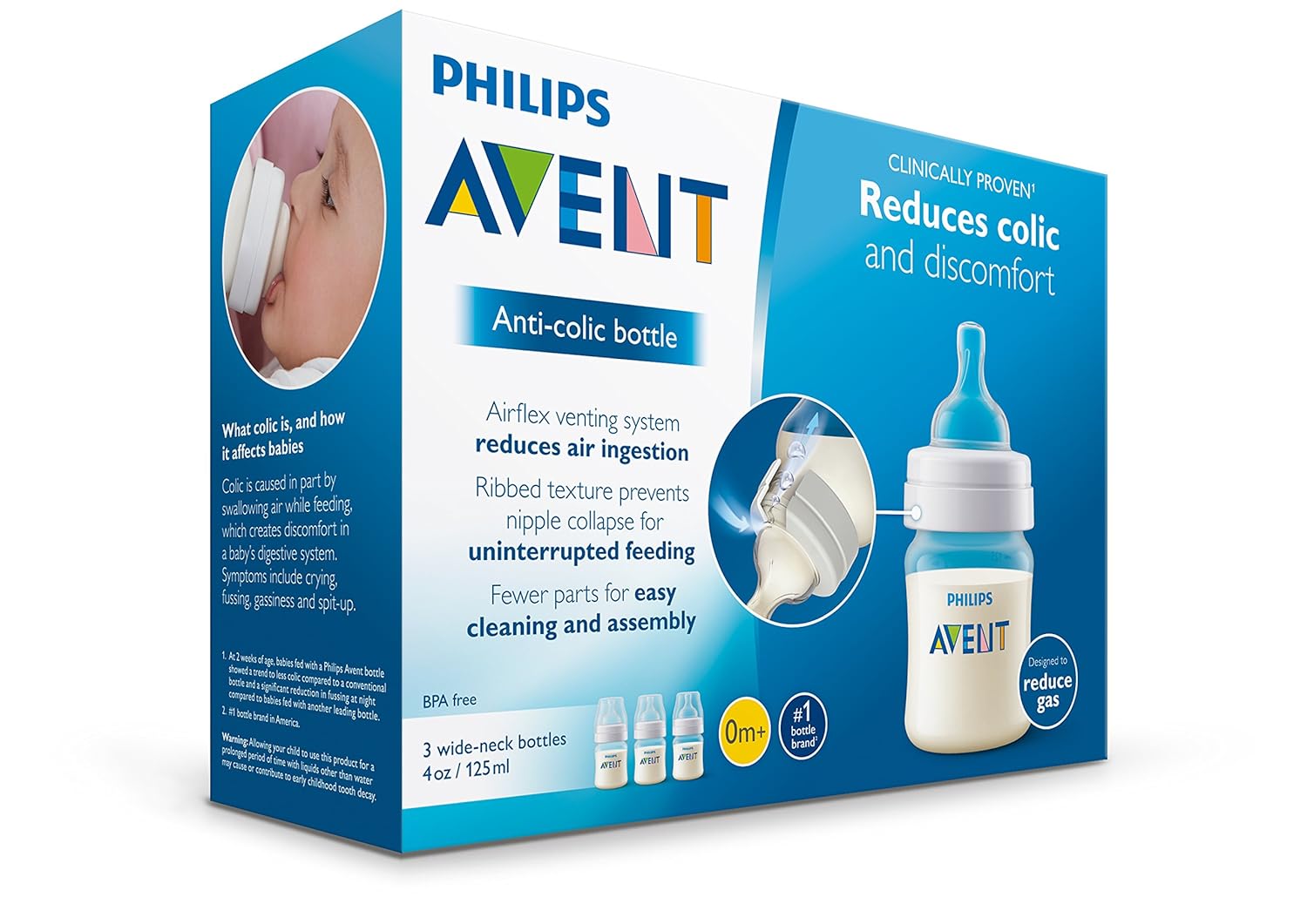 Philips Avent Anti-colic Baby Bottles Clear, 4oz, 3 Piece-10