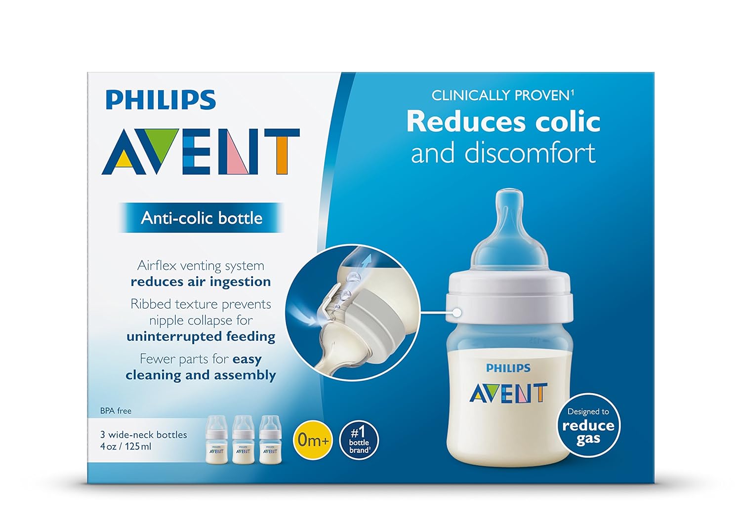 Philips Avent Anti-colic Baby Bottles Clear, 4oz, 3 Piece-2