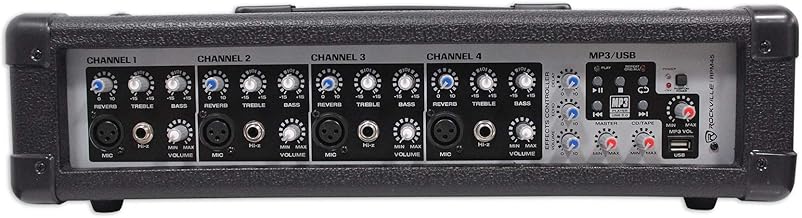 Rockville 1800w Powered 4 Channel Mixer/Amplifier w USB/EQ/Effects/Phantom (RPM45)