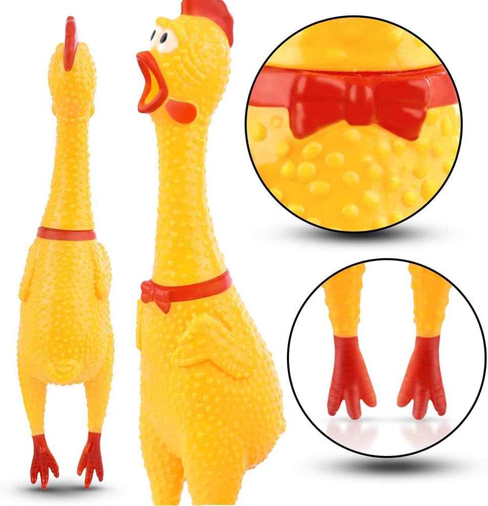 POPLAY Rubber Chicken/Squeeze Chicken, Prank Novelty Toy Party Favors for Kids, Adults, Dogs, Family Games,Keep Your Chicken Quiet-1