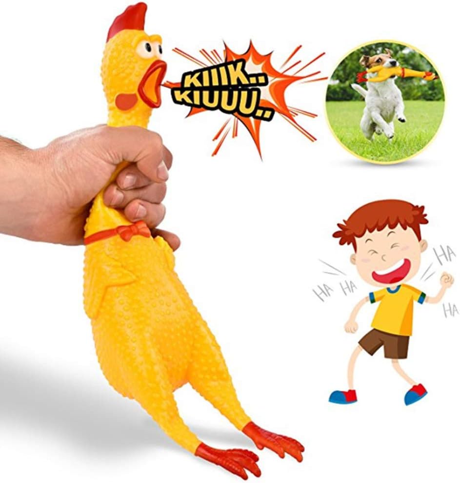 POPLAY Rubber Chicken/Squeeze Chicken, Prank Novelty Toy Party Favors for Kids, Adults, Dogs, Family Games,Keep Your Chicken Quiet-3